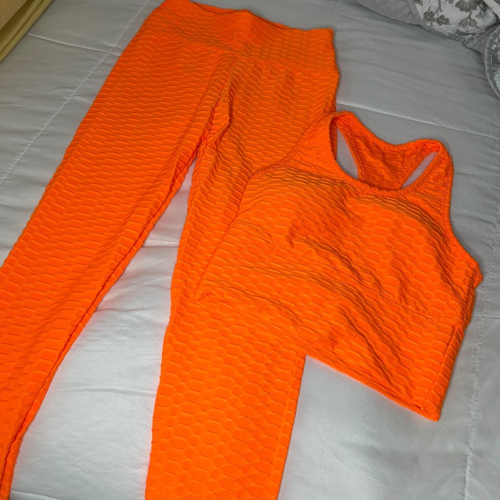 Orange two piece workout set